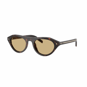 Gafas Prada hechas en acetato carey con lentes marrón claro: diseño geométrico elegante, calidad italiana y estilo atemporal.